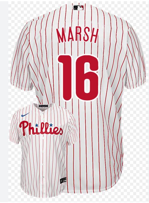Men Philadelphia Phillies #16 Brandon Marsh NFL white with red strips Jersey->detroit lions->NFL Jersey
